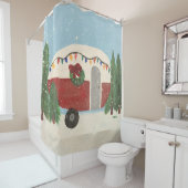 Christmas Camping Trailer Douchegordijn (In situ)