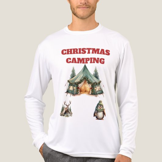 Christmas Camping Tri-Blend Long Sleeve Tee  Shirt (Voorkant volledig)
