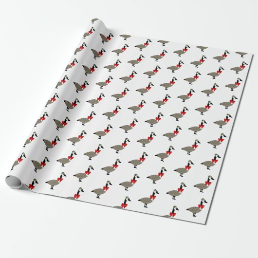 Christmas Canadian Geese Wrapping Paper Cadeaupapier (Uitgerold)