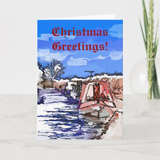 CHRISTMAS CANAL BOATS FEESTDAGEN KAART (Voorkant)