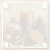Christmas Candle Art Glazen Onderzetter (Achterkant)