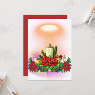 Christmas Candle Card with Poinsettia Kaart