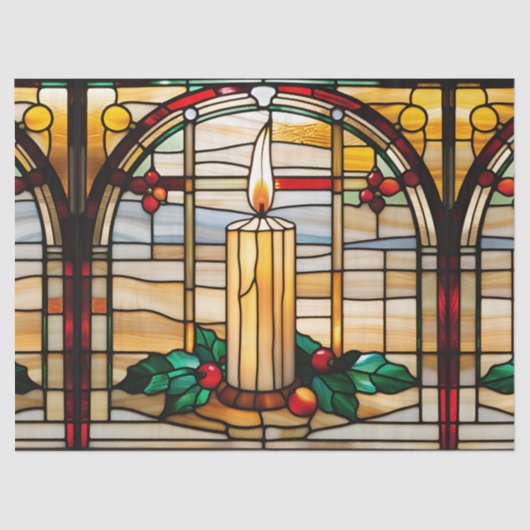 Christmas Candle Faux Glas in lood voor Decoupage Tissuepapier (Voorkant)