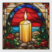 Christmas Candle Faux Glas in lood Window Cling Raamsticker (Vel)