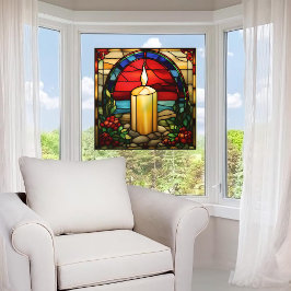 Christmas Candle Faux Glas in lood Window Cling Raamsticker