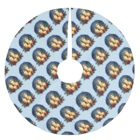 Christmas Candle Glow with Poinsettias Kerstboom Rok (Voorkant)