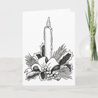 Christmas Candle Illustrated Christmas Kaart
