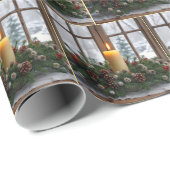 Christmas Candle In a Pine Centerpiece Cadeaupapier (Rol Hoek)