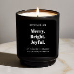 Christmas Candle Label | Merry Bright Joyful<br><div class="desc">Voeg een feestelijke touch toe aan uw handgemaakte kaarsen met dit minimalistische kerstkaarsenlabel. Met gedurfde typografie met de woorden Merry. Licht. Dit moderne vakantielabel is perfect voor kerstmarkten, seizoensgeschenken of een gezellige winterhuisinrichting. Ontworpen voor soja wax kaarsen, maar veelzijdig genoeg voor elke vakantie ambacht of doe-het-zelf project. Een strakke en...</div>