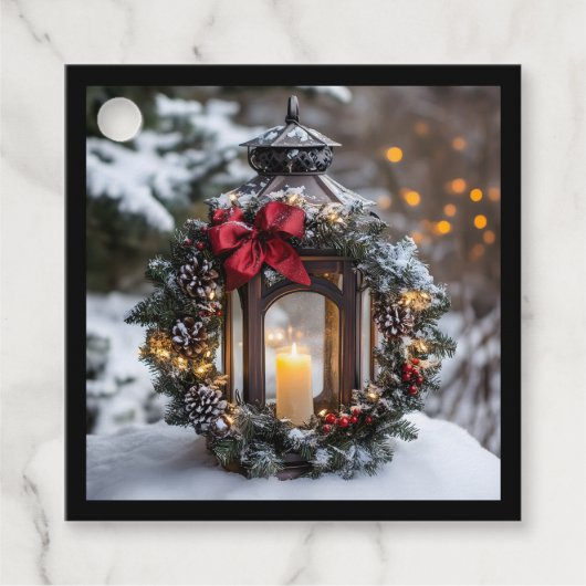 Christmas Candle Lantern Bedankjes Labels (Voorkant)