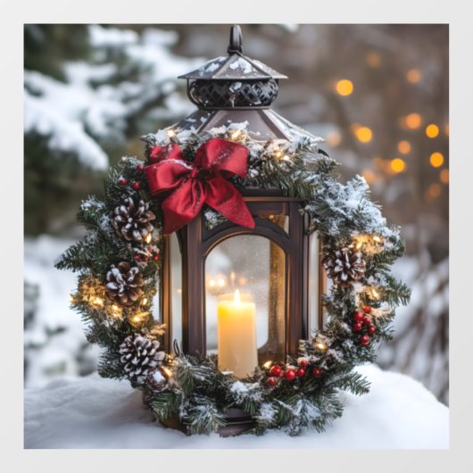 Christmas Candle Lantern Raamsticker (Vel)