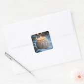 Christmas Candle Vierkante Sticker (Envelop)