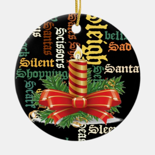 Christmas Candle Word Art Collectie Keramisch Ornament (Voorkant)