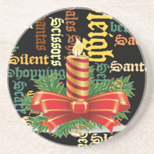 Christmas Candle Word Art Collectie Zandsteen Onderzetter