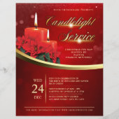 Christmas Candlelight Poinsettia Red Church Flyer (Voorkant)