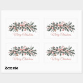 Christmas candles floral pine cone Bouquet Rechthoekige Sticker (Vel)