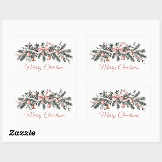 Christmas candles floral pine cone Bouquet Rechthoekige Sticker (Vel)