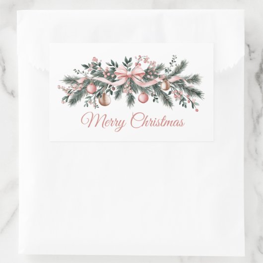 Christmas candles floral pine cone Bouquet Rechthoekige Sticker (Tas)