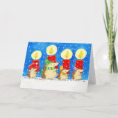 Christmas Candles Hedgheogs Greeting  Kaart (Voorkant)