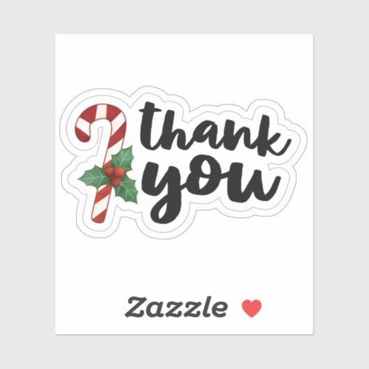 Christmas Candy Cane Bedankt Sticker (Vel)