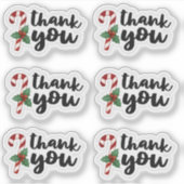 Christmas Candy Cane Bedankt Sticker (Voorkant)