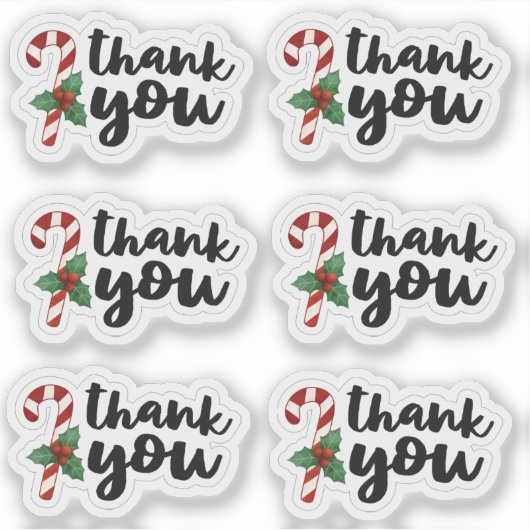 Christmas Candy Cane Bedankt Sticker (Voorkant)