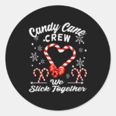 Christmas Candy Cane Crew 2025 Heart Holiday Famil Ronde Sticker (Voorkant)
