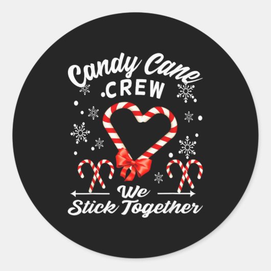 Christmas Candy Cane Crew 2025 Heart Holiday Famil Ronde Sticker (Voorkant)