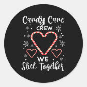 Christmas Candy Cane Crew Heart Holiday Family Can Ronde Sticker (Voorkant)