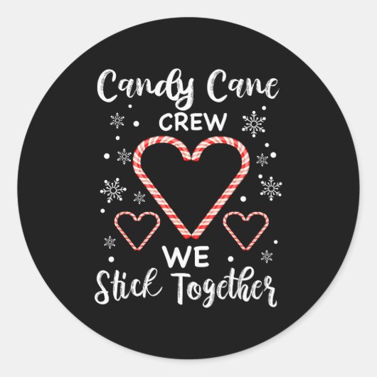 Christmas Candy Cane Crew Heart Holiday Family Can Ronde Sticker (Voorkant)