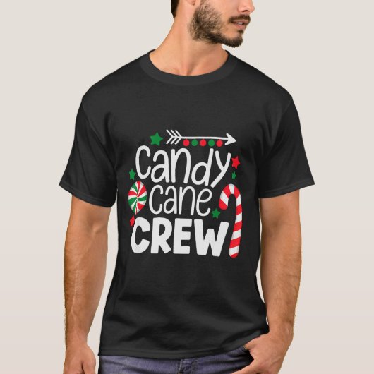 Christmas Candy Cane Crew Shirt Women Girls Boys K (Voorkant)