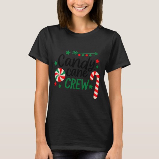 Christmas Candy Cane Crew Shirt Women Girls Boys K (Voorkant)