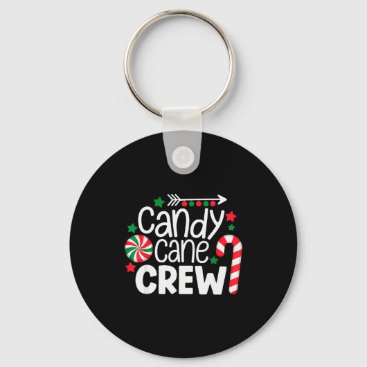 Christmas Candy Cane Crew Shirt Women Girls Boys K Sleutelhanger (Voorkant)