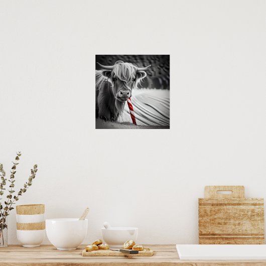 Christmas Candy Cane Critters Highland Koe Poster (Keuken)