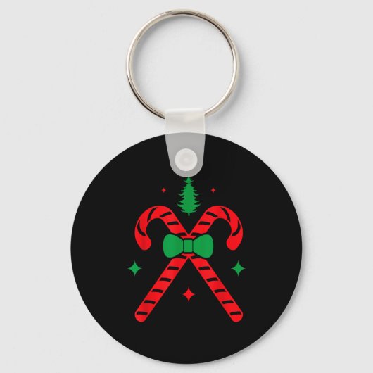 Christmas Candy Cane Design Red And Green Sleutelhanger (Voorkant)