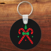 Christmas Candy Cane Design Red And Green Sleutelhanger (Voorkant)