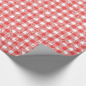 Christmas Candy Cane Dog Bones On Gingham Cadeaupapier (Hoek)