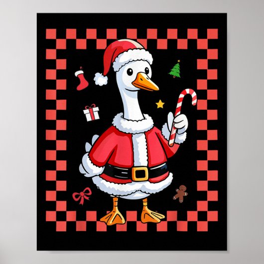 Christmas Candy Cane Goose Christmas Santa Xmas  Poster (Voorkant)
