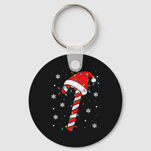 Christmas Candy Cane Hat Santa Xmas Holiday Toddle Sleutelhanger (Voorkant)