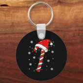 Christmas Candy Cane Hat Santa Xmas Holiday Toddle Sleutelhanger (Voorkant)