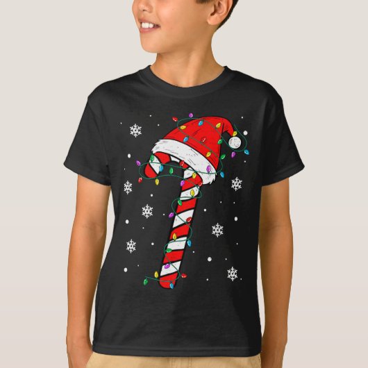 Christmas Candy Cane Hat Santa Xmas Holiday Toddle T-shirt (Voorkant)