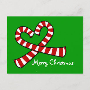 Christmas Candy Cane Heart Briefkaart