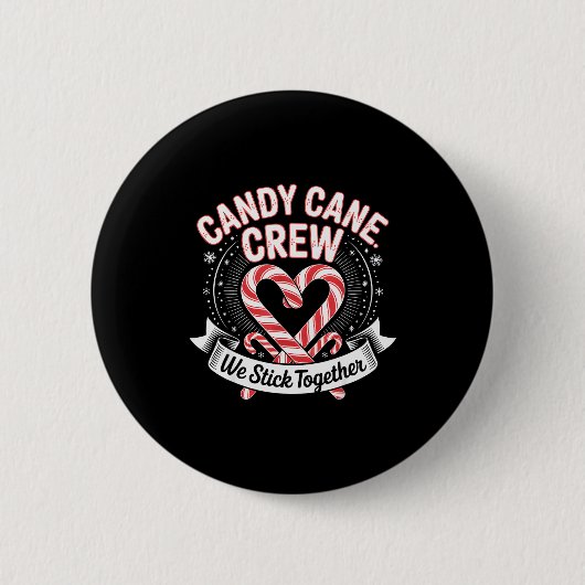 Christmas Candy Cane Heart Crew Family Matching Pa Ronde Button 5,7 Cm (Voorkant)