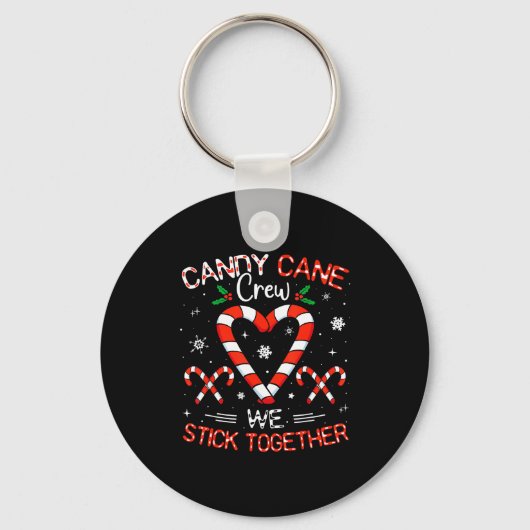 Christmas Candy Cane Heart Crew Family Matching Pa Sleutelhanger (Voorkant)