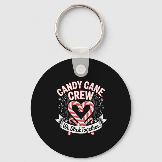 Christmas Candy Cane Heart Crew Family Matching Pa Sleutelhanger (Voorkant)