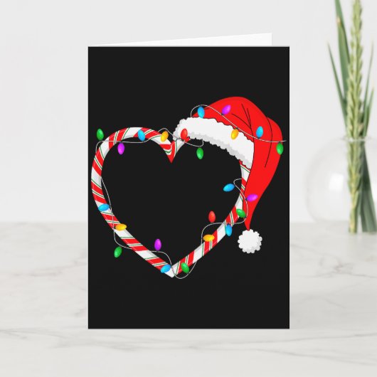 Christmas Candy Cane Heart Funny Love Candy Men Wo Kaart (Voorkant)