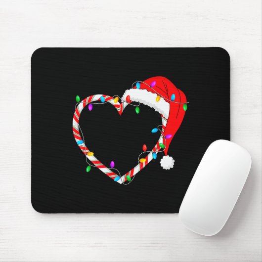 Christmas Candy Cane Heart Funny Love Candy Men Wo Muismat (Met muis)