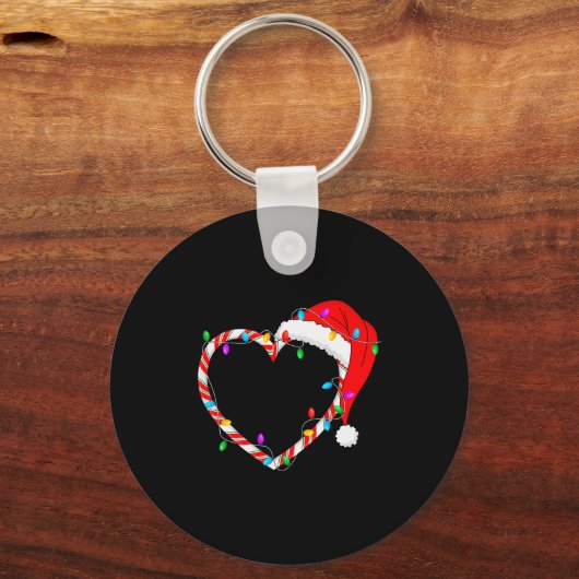 Christmas Candy Cane Heart Funny Love Candy Men Wo Sleutelhanger (Voorkant)