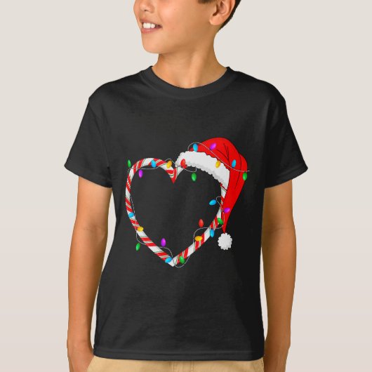 Christmas Candy Cane Heart Funny Love Candy Men Wo T-shirt (Voorkant)