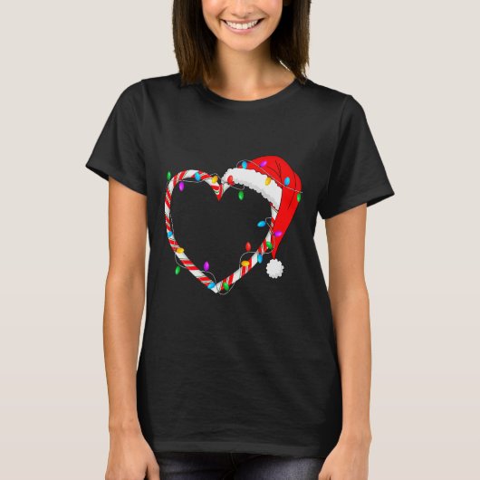 Christmas Candy Cane Heart Funny Love Candy Men Wo T-shirt (Voorkant)